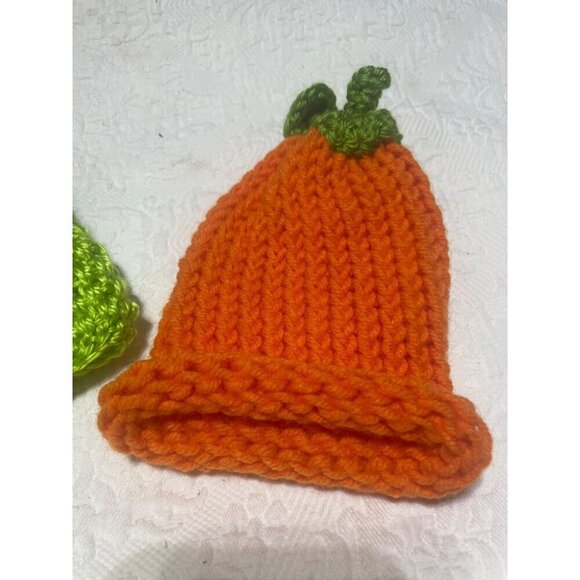 Handmade Baby Pumpkin & Frankenstein Knit Hats Halloween-Themed For Newborns - Picture 2 of 5